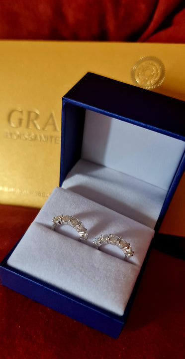 Orecchini da donna in argento sterling con diamante singolo e moissanite 3KARATI 4 MM