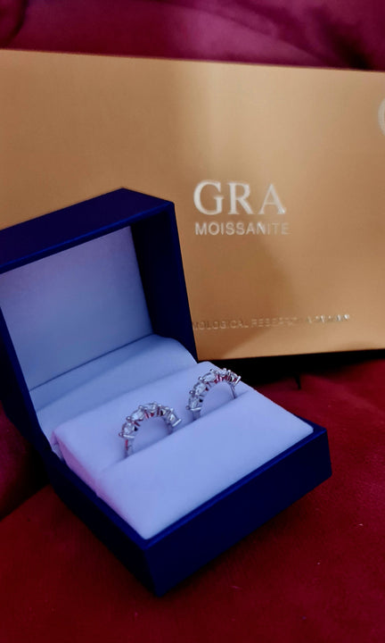 Orecchini da donna in argento sterling con diamante singolo e moissanite 3KARATI 4 MM