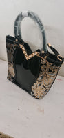 Matilde Lounge Beautiful!!! Shiny embroidered PU shoulder bag with golden flowers, black or red.