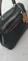 Retro Embossed Portable Diagonal Handbag with Hand Print, Limited Edition Leather Model SISSY NERO