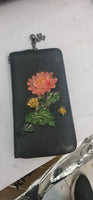Exclusive women's wallet in Mahena collection leather FLOWERS MODEL BROWN OR BLACK