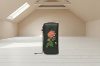 Exclusive women's wallet in Mahena collection leather FLOWERS MODEL BROWN OR BLACK