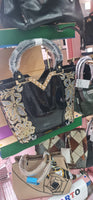 Matilde Lounge Beautiful!!! Shiny embroidered PU shoulder bag with golden flowers, black or red.