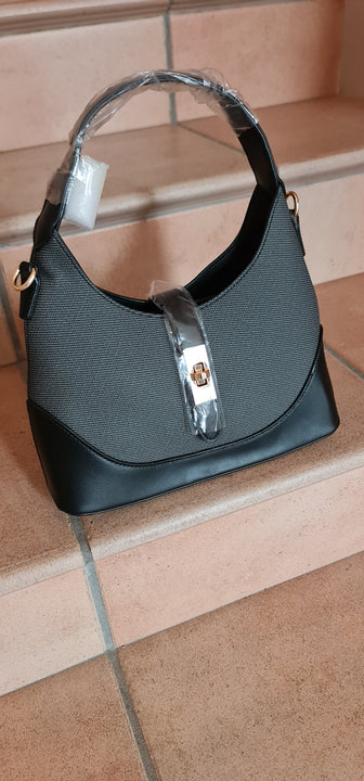 Small Patricia Shoulder and Crossbody Bag in Canvas and Faux Leather