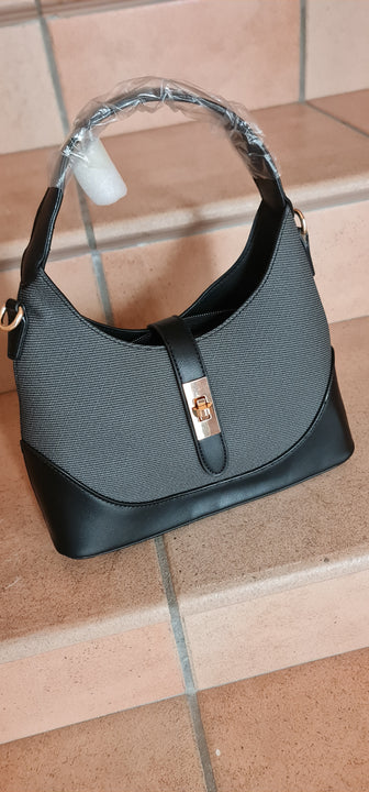 Small Patricia Shoulder and Crossbody Bag in Canvas and Faux Leather