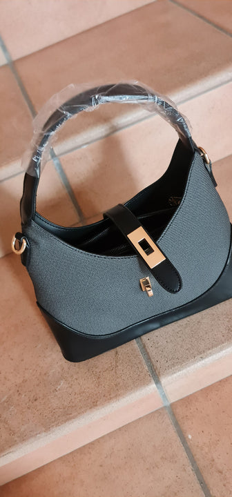 Small Patricia Shoulder and Crossbody Bag in Canvas and Faux Leather