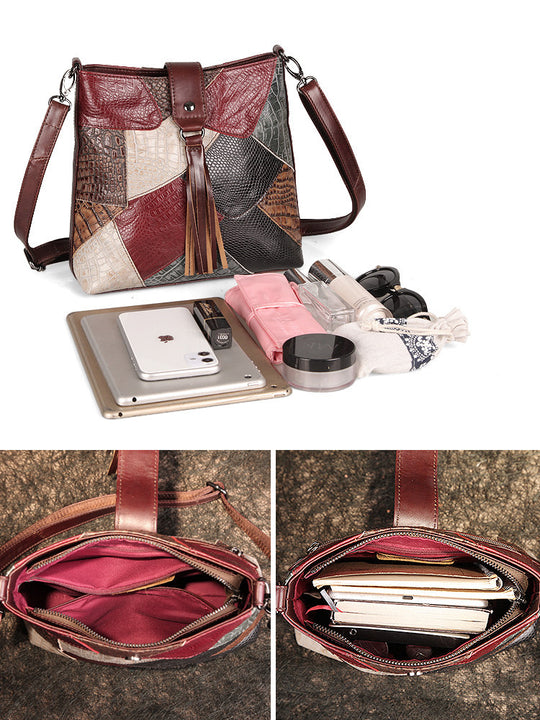 Borsa a tracolla in pelle con frange modello Meti Offerta Lancio