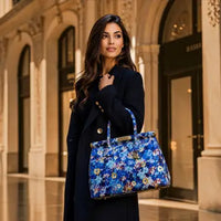 SOFIA – Floral Handbag in Genuine Artisan Leather (Made in Italy)
