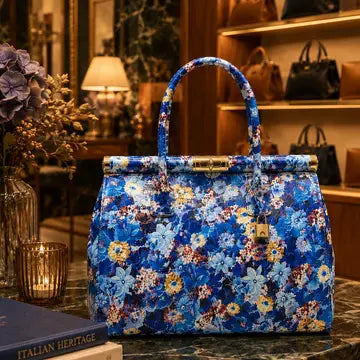 SOFIA – Floral Handbag in Genuine Artisan Leather (Made in Italy)