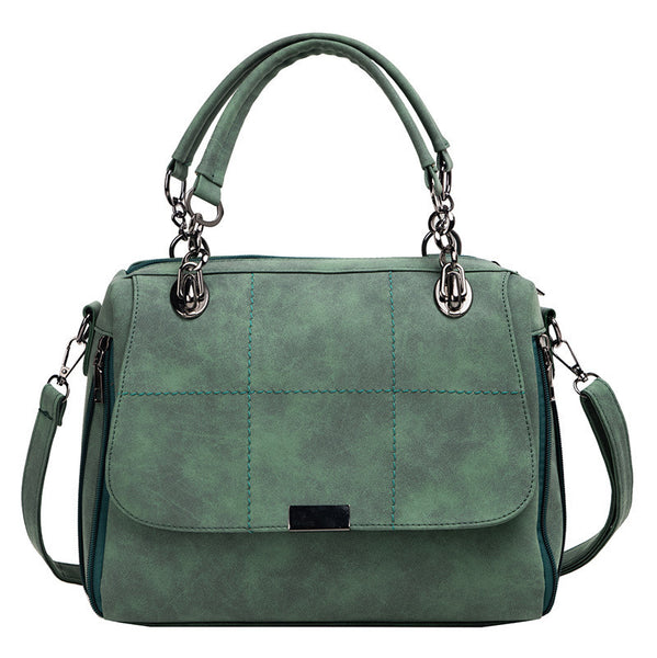 Borsa a tracolla da donna opaca, grande capacità, in similpelle  modello Boston (SOLO GRIGIA)