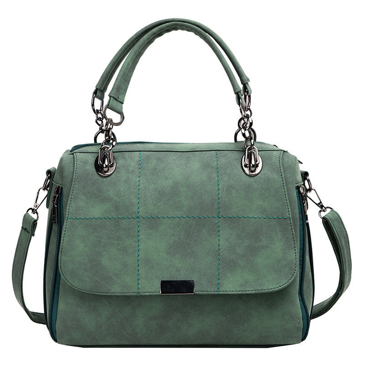 Women's matte shoulder bag, large capacity, in faux leather Boston model (GREY ONLY)
