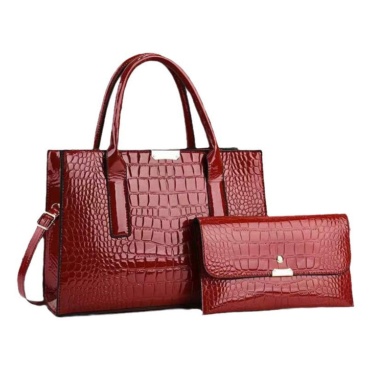 SAC COMBINÉ POUR FEMME STYLE CROCODILE, MODÈLE SANDRA, VERSION ÉCONOMIQUE