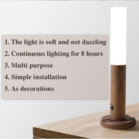 Wireless Night Light 2 PCS USB LED with PIR Motion Sensor, Magnetic Wood