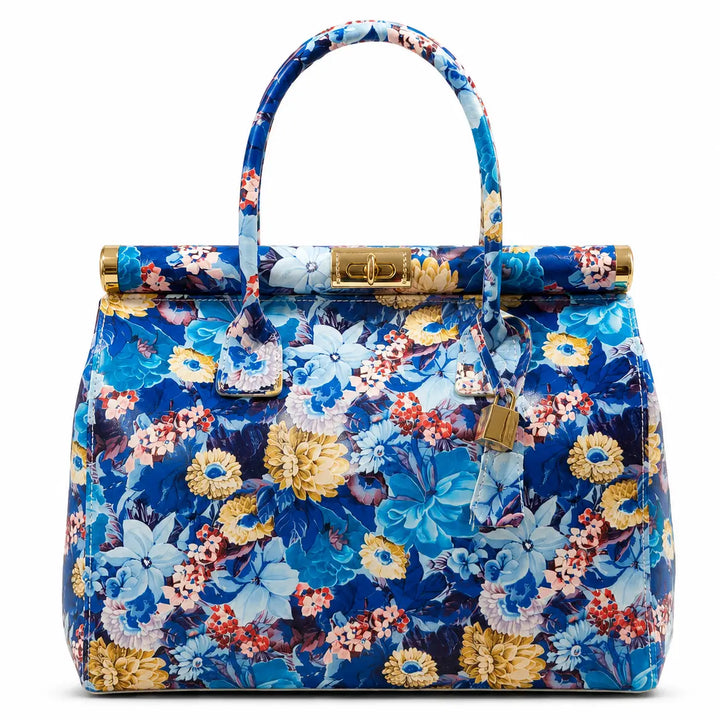 SOFIA – Floral Handbag in Genuine Artisan Leather (Made in Italy)