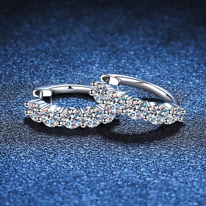 Orecchini da donna in argento sterling con diamante singolo e moissanite 3KARATI 4 MM
