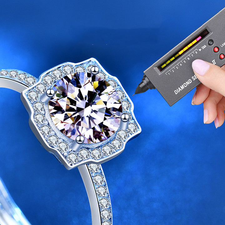 Anello Donna regolabile in argento con Pietra Moissanite  1 carato consegna immediata