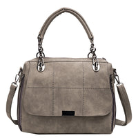 Women's matte shoulder bag, large capacity, in faux leather Boston model (GREY ONLY)