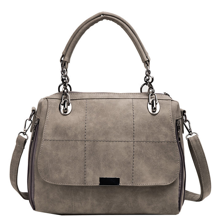 Women's matte shoulder bag, large capacity, in faux leather Boston model (GREY ONLY)