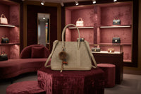 ADE bag velvet texture faux fur pompom