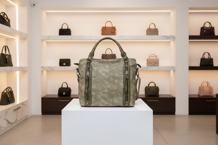 Women's vintage eco-leather handbag ARMY model