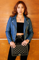 CATERINA shoulder bag with quilted pattern and chain shoulder strap