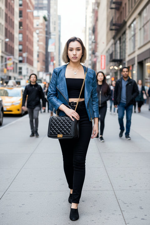CATERINA shoulder bag with quilted pattern and chain shoulder strap