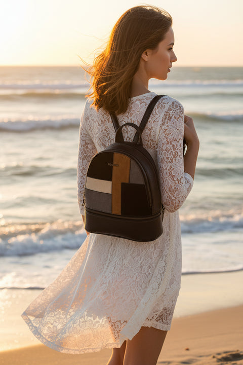CLEO – Casual Urban Backpack with Suede Inserts 2 COMPARTMENTS