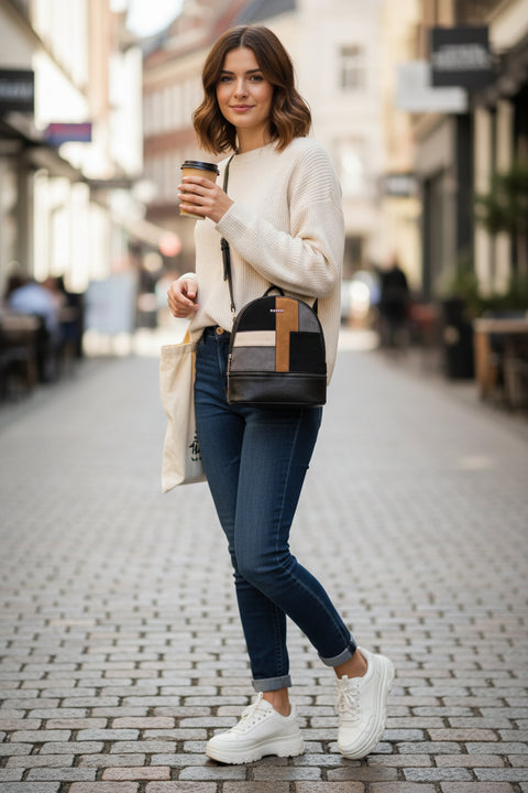 CLEO – Casual Urban Backpack with Suede Inserts 2 COMPARTMENTS