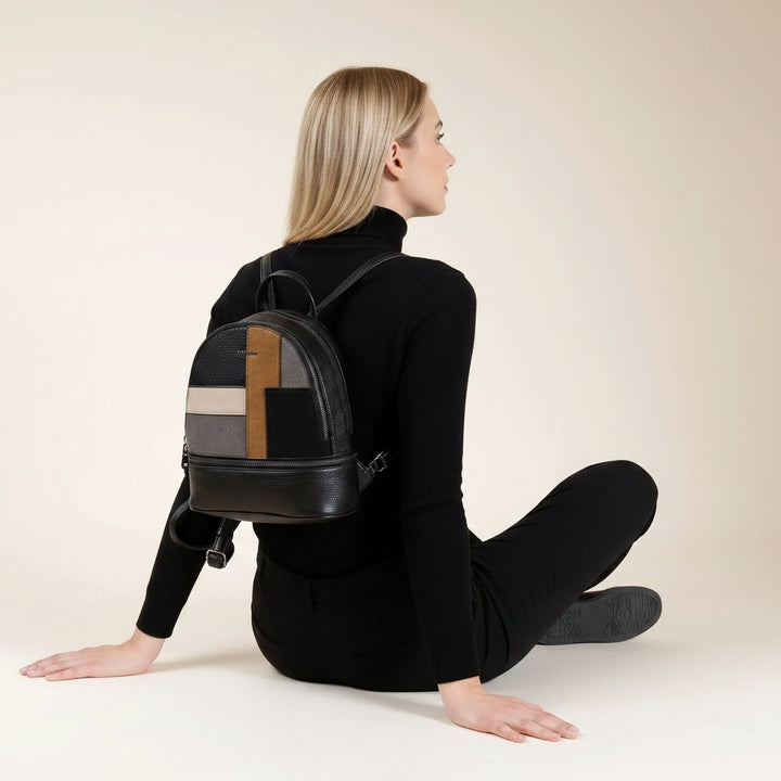 CLEO – Casual Urban Backpack with Suede Inserts 2 COMPARTMENTS