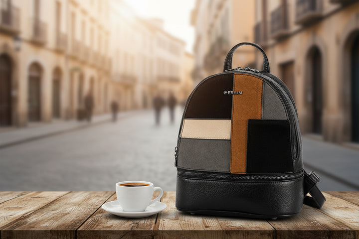 CLEO – Casual Urban Backpack with Suede Inserts 2 COMPARTMENTS