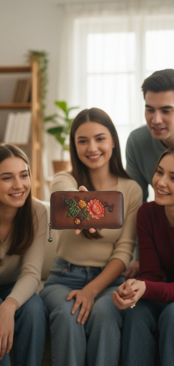 portafogli donna esclusivo in pelle Mahena collection MODELLO FLOWERS