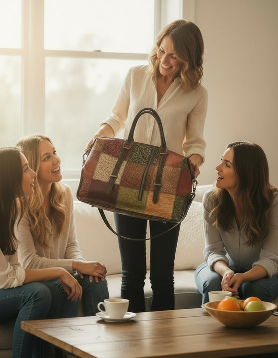 Borsa da donna in pelle di vacchetta modello Gea