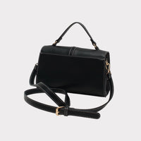 Bi-material shoulder bag with snap closure HAPPY BLACK MODEL
