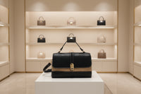 Bi-material shoulder bag with snap closure HAPPY BLACK MODEL