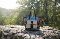 Shopper bag with handle, shoulder strap, front pocket, leopard print Hunter MODEL