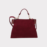 Shoulder bag with handle, zip closure and ribbed effect. LOVELACE MODEL BLACK OR BURGUNDY