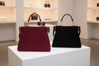 Shoulder bag with handle, zip closure and ribbed effect. LOVELACE MODEL BLACK OR BURGUNDY