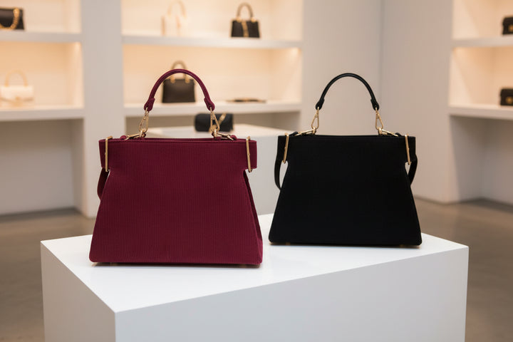 Shoulder bag with handle, zip closure and ribbed effect. LOVELACE MODEL BLACK OR BURGUNDY