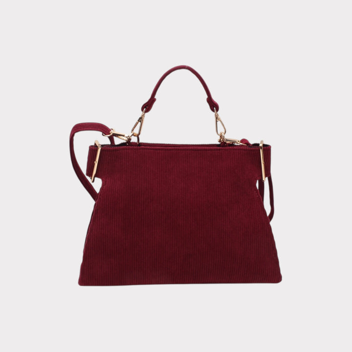 Shoulder bag with handle, zip closure and ribbed effect. LOVELACE MODEL BLACK OR BURGUNDY
