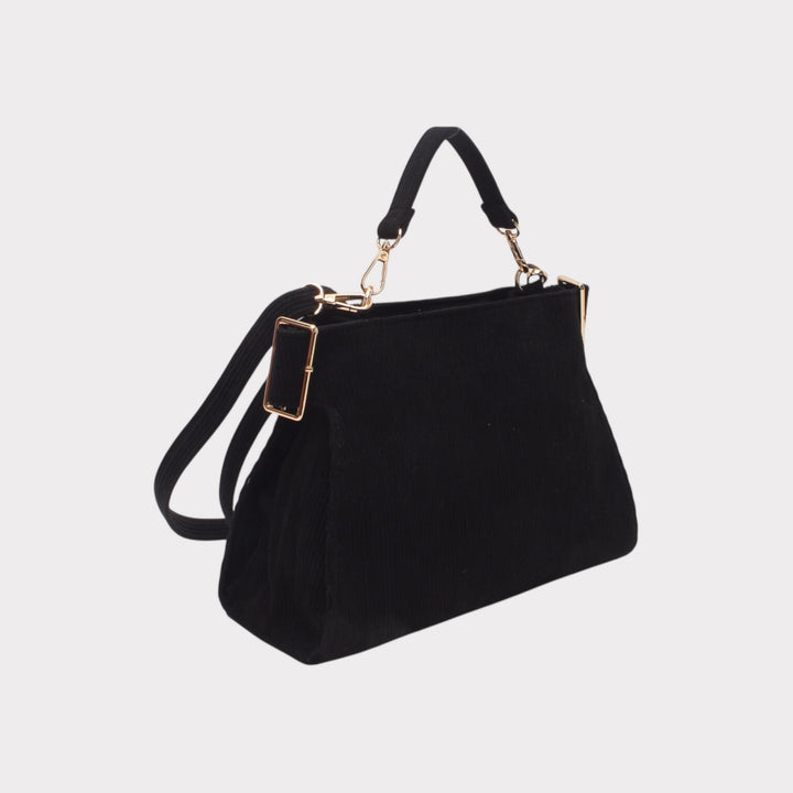 Shoulder bag with handle, zip closure and ribbed effect. LOVELACE MODEL BLACK OR BURGUNDY