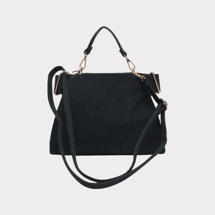 Shoulder bag with handle, zip closure and ribbed effect. LOVELACE MODEL BLACK OR BURGUNDY
