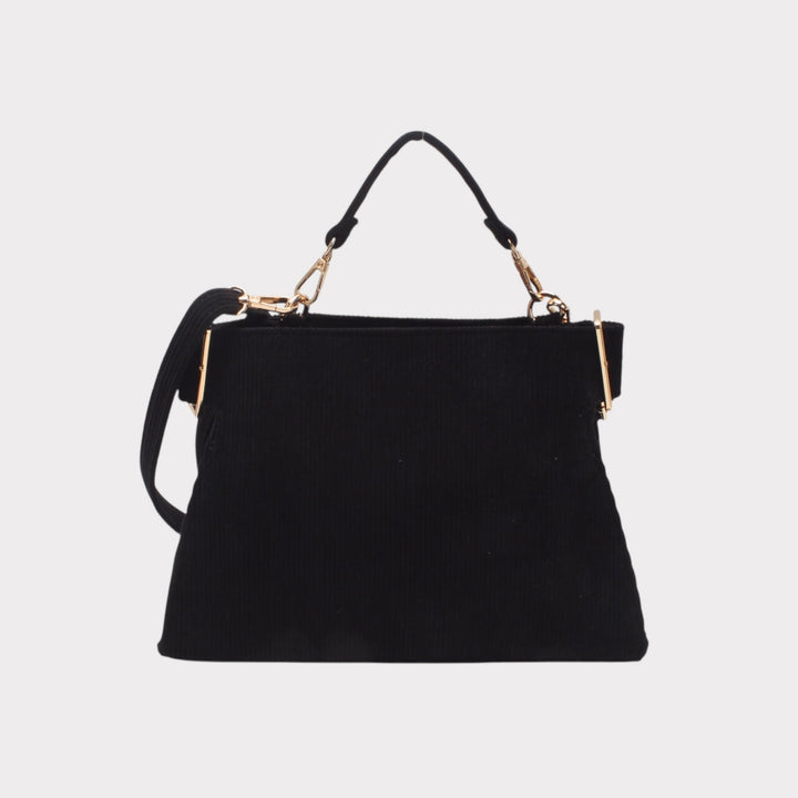 Shoulder bag with handle, zip closure and ribbed effect. LOVELACE MODEL BLACK OR BURGUNDY