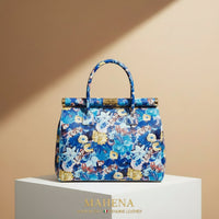 SOFIA – Floral Handbag in Genuine Artisan Leather (Made in Italy)
