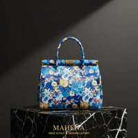 SOFIA – Borsa a Mano Floreale in Vera Pelle Artigianale (Made in Italy)