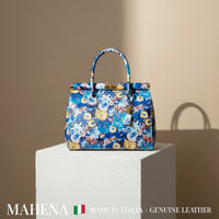 SOFIA – Floral Handbag in Genuine Artisan Leather (Made in Italy)