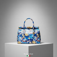 SOFIA – Floral Handbag in Genuine Artisan Leather (Made in Italy)