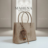 ADE bag velvet texture faux fur pompom