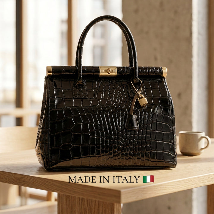 Mahena Grace – Borsa a Mano in Vera Pelle Stampa Cocco Made in Italy