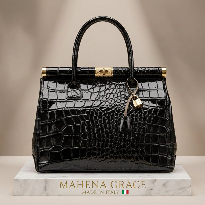 Mahena Grace – Borsa a Mano in Vera Pelle Stampa Cocco Made in Italy