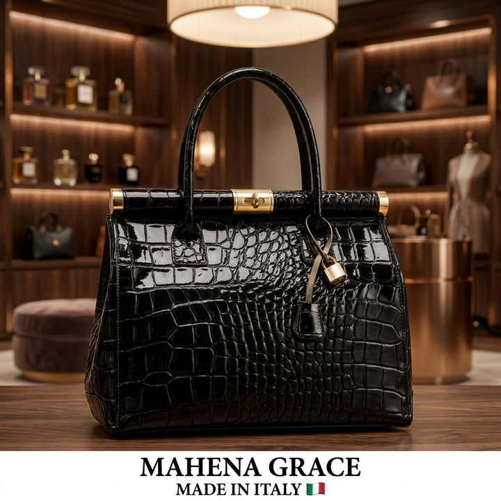 Mahena Grace – Borsa a Mano in Vera Pelle Stampa Cocco Made in Italy